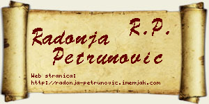 Radonja Petrunović vizit kartica